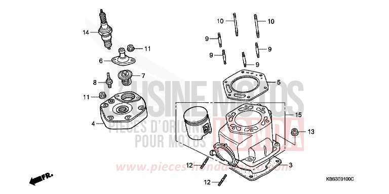 CYLINDRE/CULASSE de NSR125R FIGHTING RED (R134E) 1993