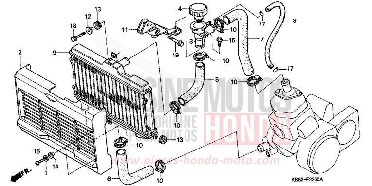 RADIATEUR de NSR125R FIGHTING RED (R134E) 1993