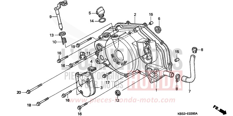 PANNEAU CARTER-MOTEUR D. de NSR125R REAL WHITE (NH250K) 1994