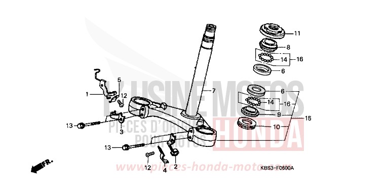 TIGE DE DIRECTION de NSR125R REAL WHITE (NH250K) 1994