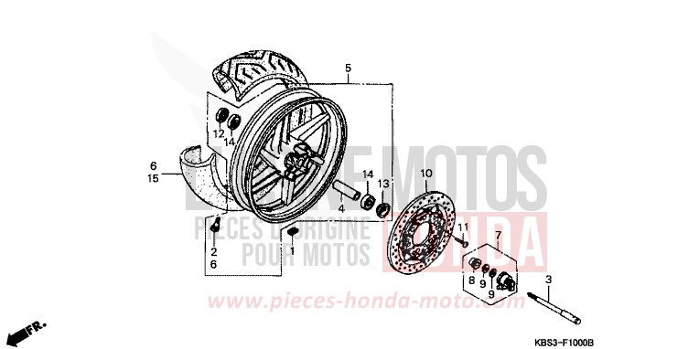 ROUE AVANT de NSR125R REAL WHITE (NH250K) 1994