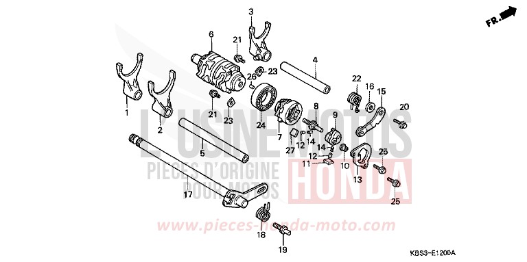 TAMBOUR DE CHANGEMENT/FOURCHETTE DE SELECTION de NSR125R TITANIUM METALLIC (YR183) 1997