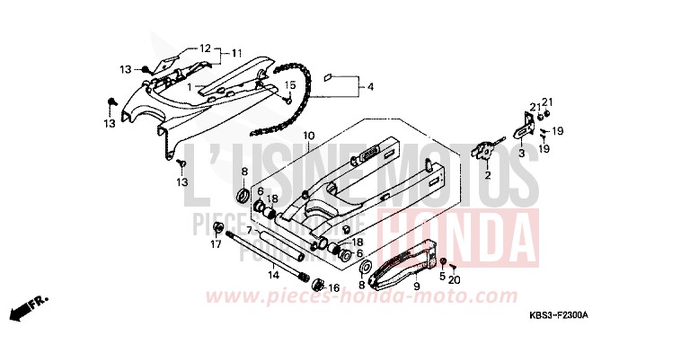BRAS OSCILLANT/CARTER DE CHAINE de NSR125R TITANIUM METALLIC (YR183) 1997