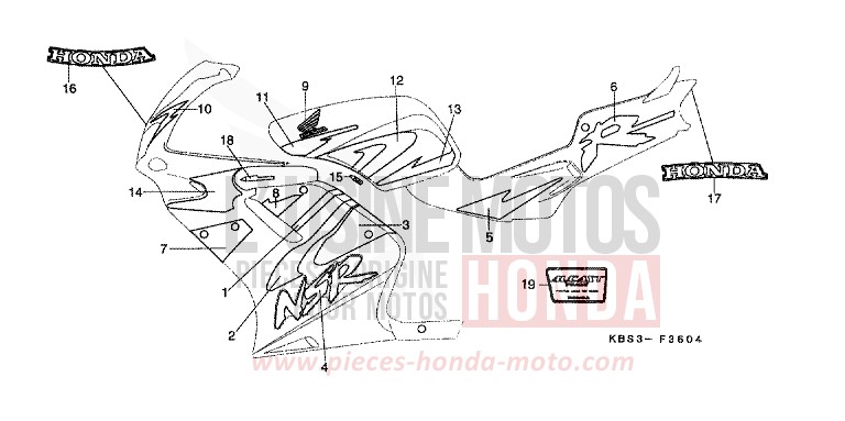 MARQUE (5) (GAUCHE) de NSR125R TITANIUM METALLIC (YR183) 1997