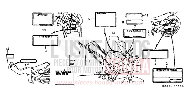 ETIQUETTE DE PRECAUTIONS de NSR125R HEAVY GRAY METALLIC-U (NH194) 1998