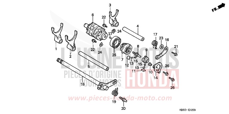 TAMBOUR DE CHANGEMENT/FOURCHETTE DE SELECTION de NSR125R SPARKLING RED (R127) 2001