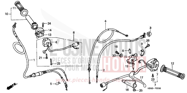 LEVIER DE GUIDON/COMMUTATEUR/CABLE de NSR125R SPARKLING RED (R127) 2001