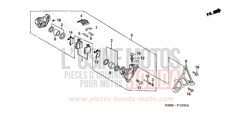 ETRIER DE FREIN ARRIERE de NSR125R SPARKLING RED (R127) 2001