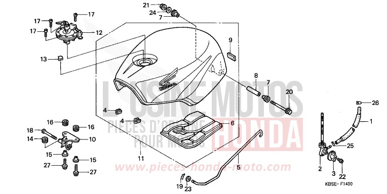 RESERVOIR A CARBURANT de NSR125R SPARKLING RED (R127) 2001