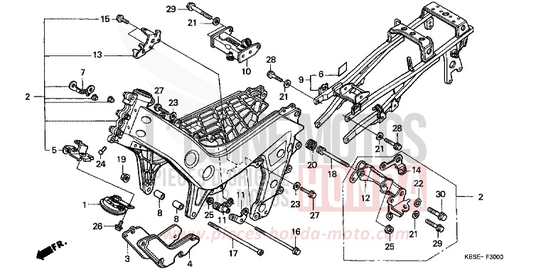 CARROSSERIE DE CHASSIS de NSR125R SPARKLING RED (R127) 2001