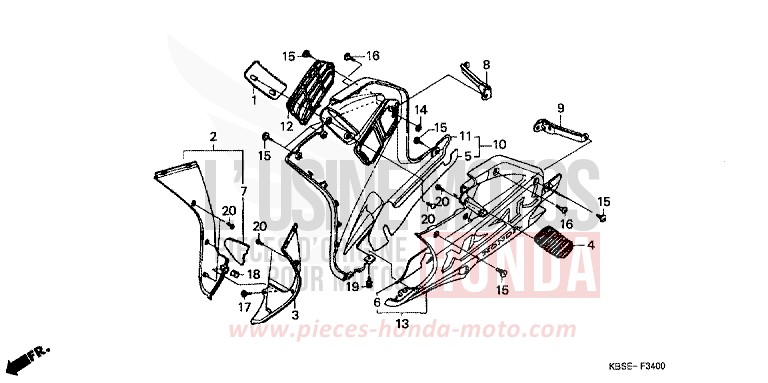 CAPOT INFERIEUR de NSR125R SPARKLING RED (R127) 2001