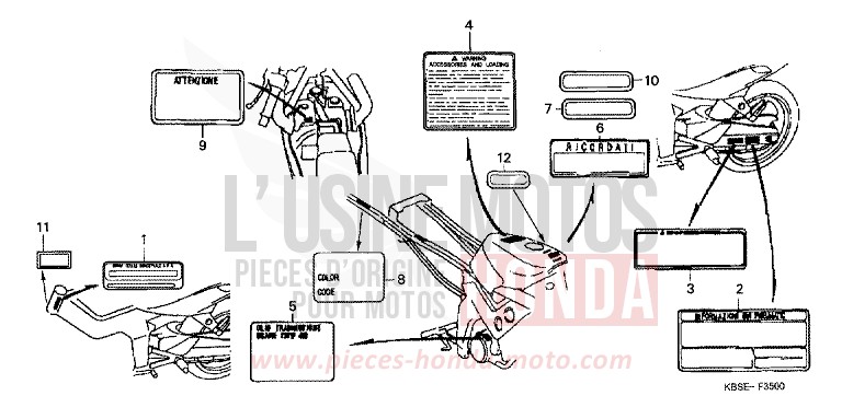 ETIQUETTE DE PRECAUTIONS de NSR125R SPARKLING RED (R127) 2001
