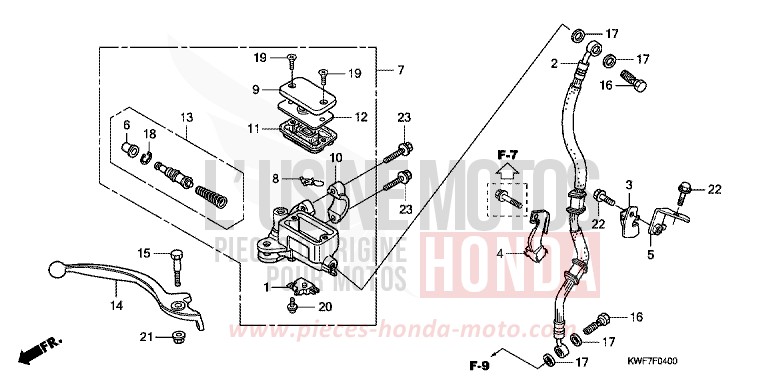 MAITRE-CYLINDRE FREIN AV. de CBF125 VIRTUOUS WHITE (NHB16) de 2013