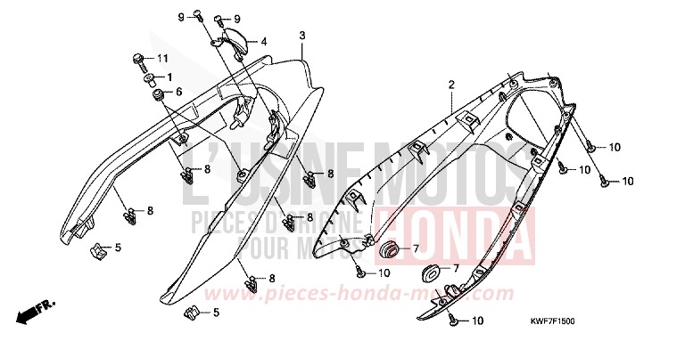 CAPOT ARRIERE de CBF125 VIRTUOUS WHITE (NHB16) de 2013