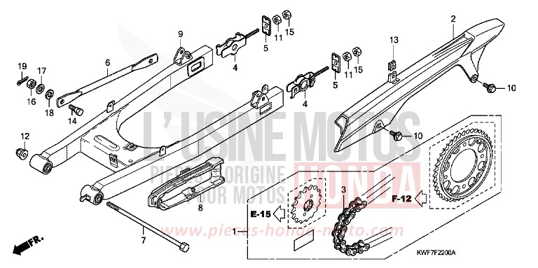 BRAS OSCILLANT de CBF125 VIRTUOUS WHITE (NHB16) de 2013