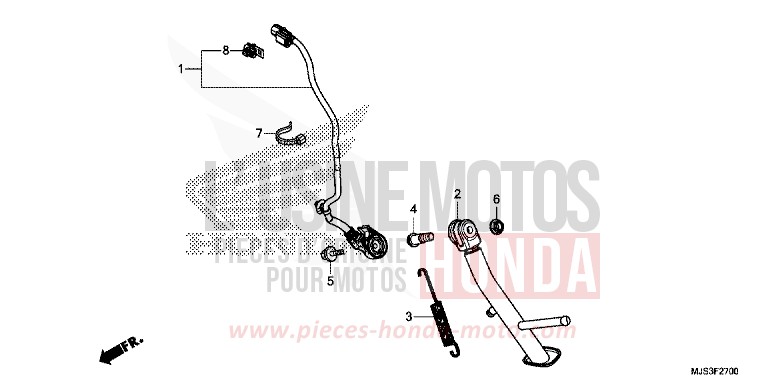 BEQUILLE LATERALE de NC750J MAT BALLISTIC BLACK METALLIC (NHA86B) 2017