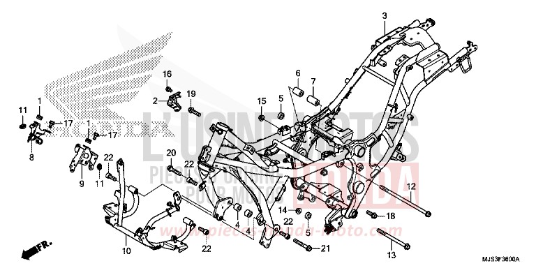 CARROSSERIE DE CHASSIS de NC750J MAT BALLISTIC BLACK METALLIC (NHA86B) 2017