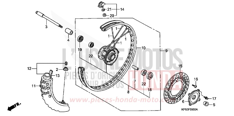 ROUE AVANT de CRF230F EXTREME RED (R292) 2007