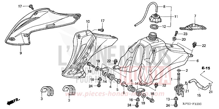 RESERVOIR A CARBURANT (CRF230F3/4/5/6/7) de CRF230F EXTREME RED (R292) 2007