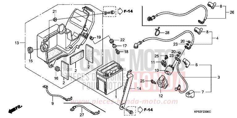 BATTERIE de CRF230F EXTREME RED (R292) 2007