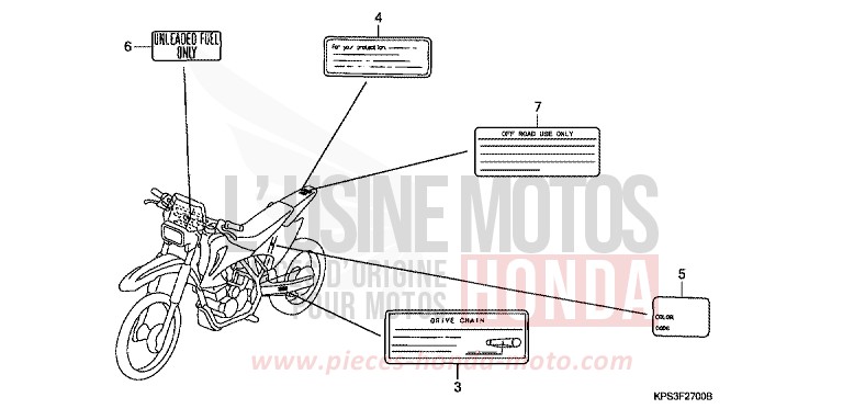 ETIQUETTE DE PRECAUTIONS de CRF230F EXTREME RED (R292) 2007