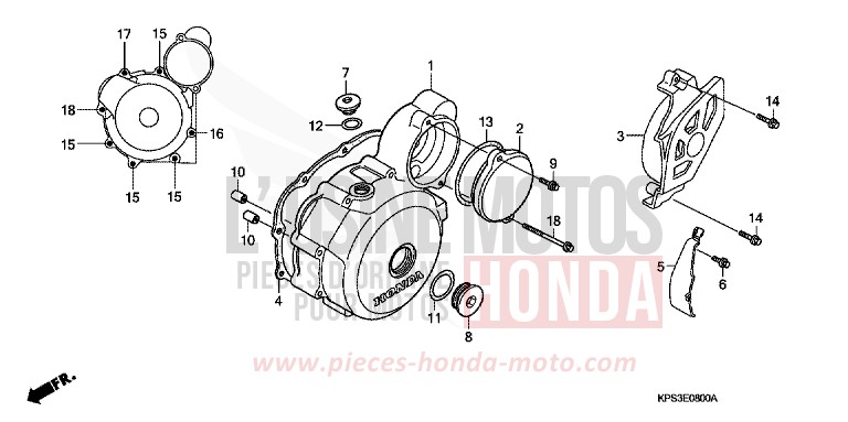 PANNEAU CARTER-MOTEUR G. de CRF230F EXTREME RED (R292) 2008