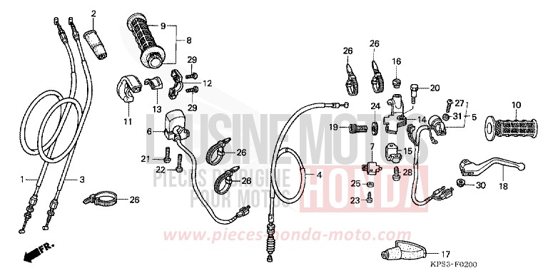 LEVIER DE GUIDON/COMMUTATEUR/CABLE de CRF230F EXTREME RED (R292) 2008