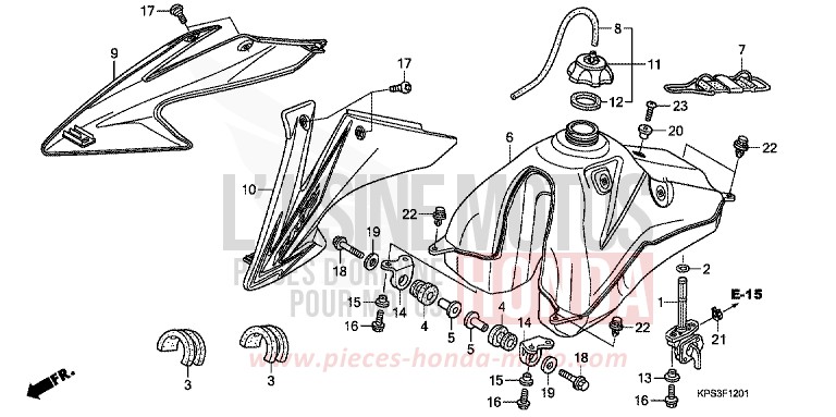 RESERVOIR A CARBURANT (CRF230F8/9/B) de CRF230F EXTREME RED (R292) 2008