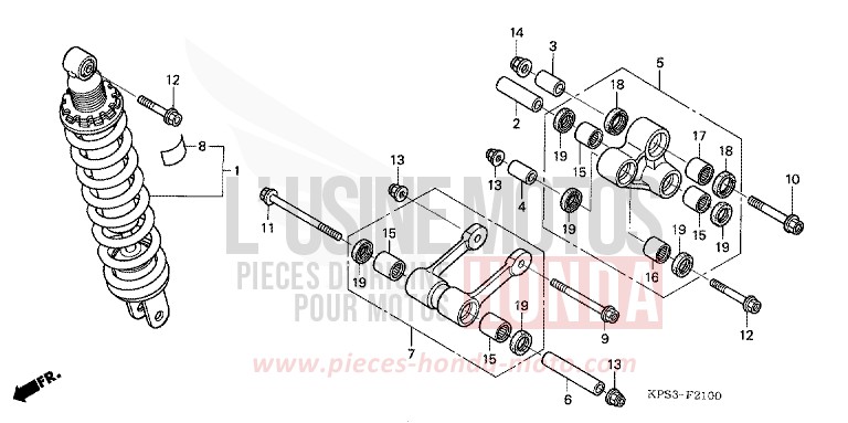COUSSIN ARRIERE de CRF230F EXTREME RED (R292) 2008