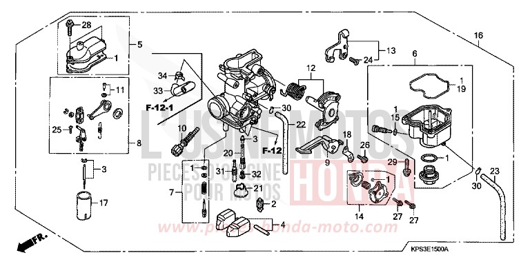 CARBURATEUR de CRF230F EXTREME RED (R292) 2009