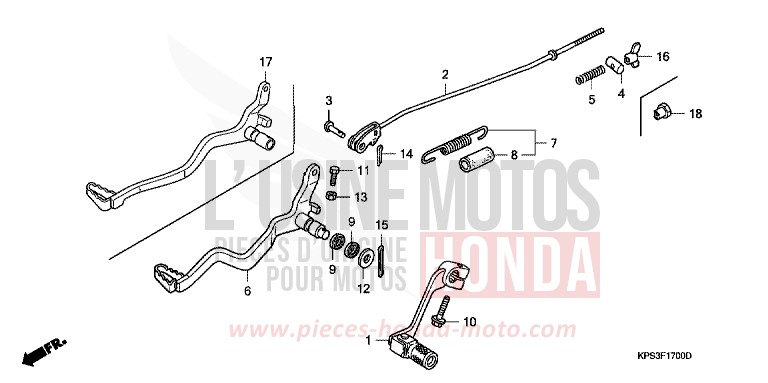 PEDALE de CRF230F EXTREME RED (R292) 2009