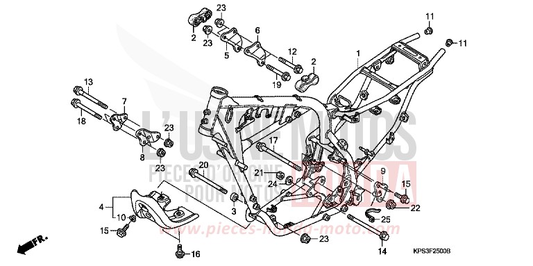 CARROSSERIE DE CHASSIS de CRF230F EXTREME RED (R292) 2009