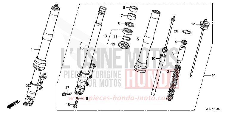 FOURCHETTE AVANT de CB1000R PEARL COOL WHITE (NHA16) 2011