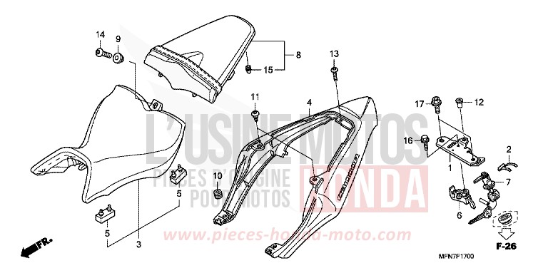 SIEGE/MOULURE DE SIEGE de CB1000R PEARL COOL WHITE (NHA16) 2011