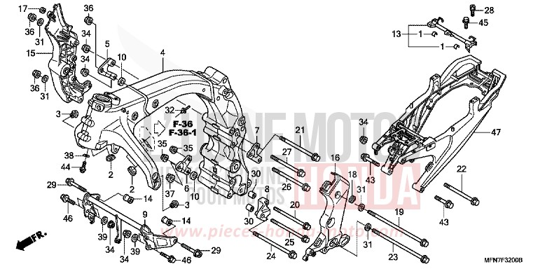 CARROSSERIE DE CHASSIS de CB1000R PEARL COOL WHITE (NHA16) 2011