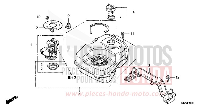RESERVOIR A CARBURANT de PS125i PEARL COOL WHITE (NHA16) 2008