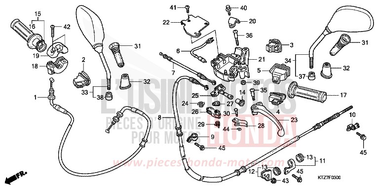 LEVIER DE GUIDON/COMMUTATEUR/CABLE de PS125i PEARL SIENA RED (R320) 2008
