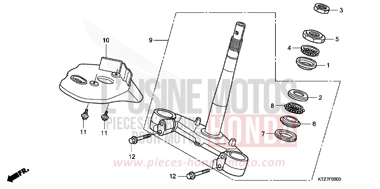 TIGE DE DIRECTION de PS125i PEARL SIENA RED (R320) 2008