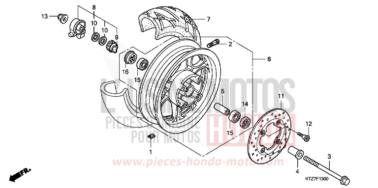 ROUE AVANT de PS125i PEARL SIENA RED (R320) 2008
