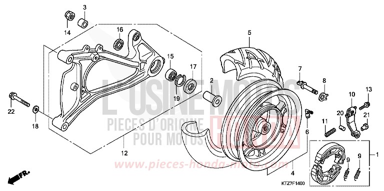ROUE ARRIERE/BRAS OSCILLANT de PS125i QUASAR SILVER METALLIC (NHA48) 2008