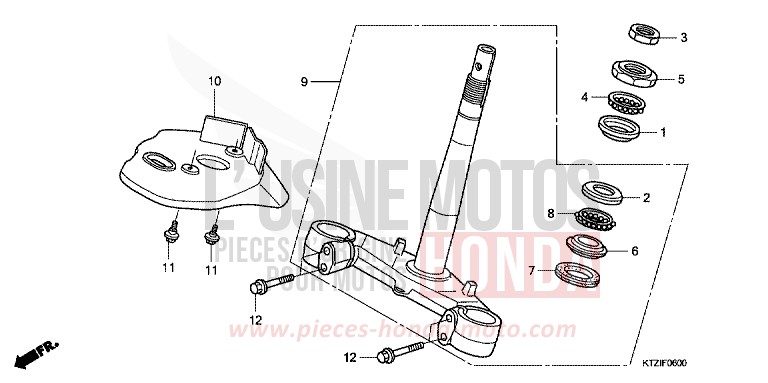 TIGE DE DIRECTION de PS125i PEARL COOL WHITE (NHA16) 2009