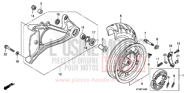 ROUE ARRIERE/BRAS OSCILLANT de PS125i QUASAR SILVER METALLIC (NHA48) 2009