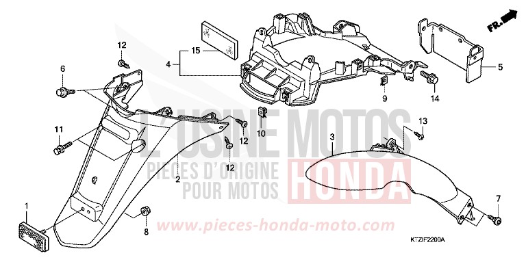 GARDE-BOUE ARRIERE de PS125i QUASAR SILVER METALLIC (NHA48) 2010