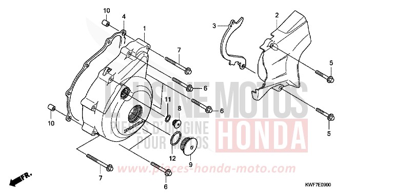 PANNEAU CARTER-MOTEUR G. de CBF125 NOIR (NH1) de 2013