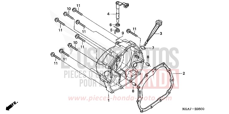 PANNEAU CARTER-MOTEUR D. de CG125 FORCE SILVER METALLIC (NH411) de 2004