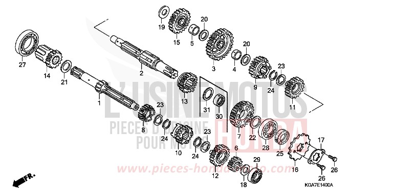 BOITE DE VITESSES de CG125 FORCE SILVER METALLIC (NH411) de 2004