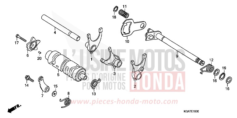 BARILLET DE SELECTION de CG125 FORCE SILVER METALLIC (NH411) de 2004