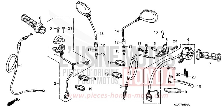 LEVIER DE GUIDON/COMMUTATEUR/CABLE de CG125 FORCE SILVER METALLIC (NH411) 2004