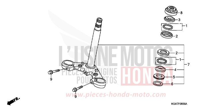 TIGE DE DIRECTION de CG125 FORCE SILVER METALLIC (NH411) de 2004