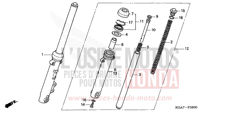 FOURCHETTE AVANT de CG125 FORCE SILVER METALLIC (NH411) de 2004